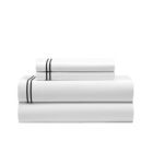 Alternate image 1 for Chic Home McKenna Sheet Set Super Soft White Sheets With Dual Stripe Embroidered Design - Includes 1 Flat, 1 Fitted Sheet, and 2 Pillowcases - 4 Piece - Queen 90x102", Black