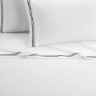 Alternate image 3 for Chic Home McKenna Sheet Set Super Soft White Sheets With Dual Stripe Embroidered Design - Includes 1 Flat, 1 Fitted Sheet, and 2 Pillowcases - 4 Piece - Queen 90x102", Black