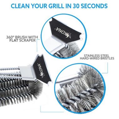 Kona Flat/Scrape Grill Brush and Scraper - Compatible with Weber and Other Brands Flat Grill Grates - BBQ Cleaner for Gas Grills, Stainless Steel Cast Iron Grates - New Flex Grip Handle. View a larger version of this product image.