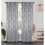 J&V TEXTILES Floral Metallic  Blackout Thermal Grommet Curtain Panels (Set of 2)