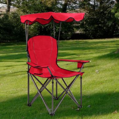 Slickblue Portable Folding Beach Canopy Chair with Cup Holders-Red. View a larger version of this product image.