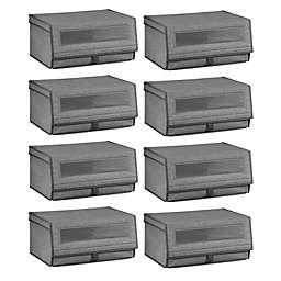 mDesign Stackable Fabric Closet Storage Shoe Box - Large, 8 Pack