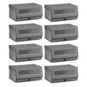 mDesign Stackable Fabric Closet Storage Shoe Box - Large, 8 Pack