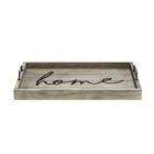 Alternate image 1 for Elegant Designs Decorative Wood Serving Tray with Handles, 15.50" x 12", "Home"