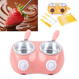 Stock Preferred Electric Chocolate Making Melting Machine in Double Pot Pink