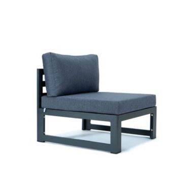 LeisureMod Chelsea 5-Piece Middle Patio Chairs and Coffee Table Set Black Aluminum With Cushions - Blue. View a larger version of this product image.