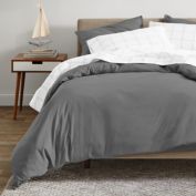 Bare Home 100% Organic Cotton Duvet Cover Set - Smooth Sateen Weave - Warm & Luxurious - Eco-friendly (Grey, King/California King)