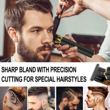 RAINBEAN Professional Outliner Cordless Hair Trimmer Set with Grooming Kit in Black. View a larger version of this product image.