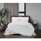 Alternate image 1 for Chic Home Alexander Cotton Duvet Cover Set Solid White With Dual Stripe Embroidered Hotel Collection Bedding - Includes Two Pillow Shams - 3 Piece - Queen 92x96, Beige