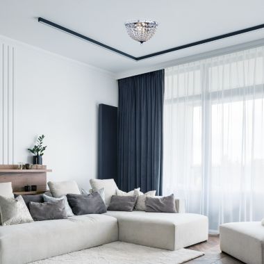 Lalia Home Crystal Drop 2 Light Ceiling Flush Mount, Chrome. View a larger version of this product image.