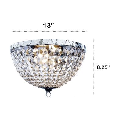 Lalia Home Crystal Drop 2 Light Ceiling Flush Mount, Chrome. View a larger version of this product image.