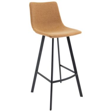 LeisureMod Brooklyn 29.9 Modern Leather Bar Stool With Black Iron Base & Footrest. View a larger version of this product image.