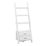 Monarch Specialties I 2562 Bookcase - 69&quot;H / White Ladder With 2 Storage Drawers