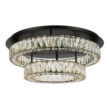 Elegant Lighting Home Decorative Monroe 26 inch LED double flush mount - Black. View a larger version of this product image.