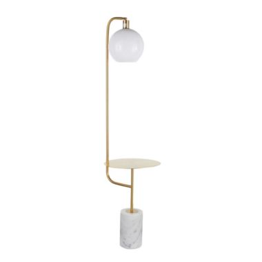 Lumisource Symbol Contemporary/Glam Floor Lamp with Gold Metal Side Table and White Marble Base. View a larger version of this product image.