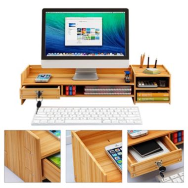 Kitcheniva Desk Organizer Home Office Wood Desktop Storage Organizer Computer Holder with Lock. View a larger version of this product image.