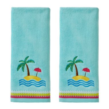 SKL Home By Saturday Knight Ltd Beach Scene Hand Towel Set - 2-Pack - 16X25", Aqua. View a larger version of this product image.