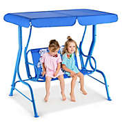 Slickblue Outdoor Kids Patio Swing Bench with Canopy 2 Seats