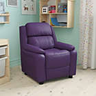 Alternate image 0 for Flash Furniture Deluxe Padded Contemporary Purple Vinyl Kids Recliner With Storage Arms - Purple Vinyl