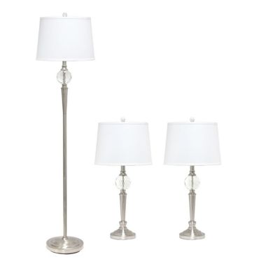 Lalia Home Crystal Drop Table and Floor Lamp Set in Brushed Nickel. View a larger version of this product image.