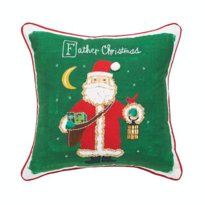 C&F Home Father Christmas Alphabet Printed & Embellished Throw Pillow