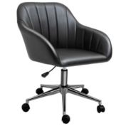 Vinsetto Mid Back Home Office Chair Computer Desk Chair with PU Leather, Adjustable Height, Swivel Wheels for Study, Bedroom, Black