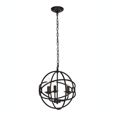 Elegant Lighting Octavia Collection 3 Light Pendant Lamp in Dark Brown Finish - 14"D x 15"H. View a larger version of this product image.
