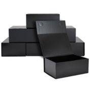 Stockroom Plus 6 Pack Black Magnetic Empty Gift Boxes with Lids, Groomsman Bridesmaids Proposal Box (9.5 x 7 x 4 In)
