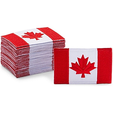 Okuna Outpost Canadian Flag Iron On Patches for Sewing, DIY Crafts (3 x 0.6 x 1.9 in, 24 Pack). View a larger version of this product image.