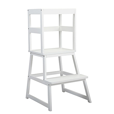 Fx070 Kid 2-Step Stool with Safety Rails, Kitchen Helper Stool for Toddlers Aged 1-5 Within 150 lbs, White. View a larger version of this product image.