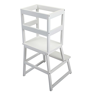 Fx070 Kid 2-Step Stool with Safety Rails, Kitchen Helper Stool for Toddlers Aged 1-5 Within 150 lbs, White. View a larger version of this product image.