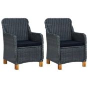 Stock Preferred Garden Chairs with Cushions 2 pcs Poly Rattan in Dark Gray