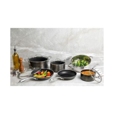 Gotham Steel Platinum 10-Pc. Cast Textured Nonstick Cookware Set Grey. View a larger version of this product image.