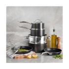 Alternate image 2 for Gotham Steel Platinum 10-Pc. Cast Textured Nonstick Cookware Set Grey