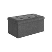 SONGMICS Storage Ottoman Bench, 21 Gal. (80L) Folding Chest, Bed End Stool, Footstool with Breathable Linen-Look Fabric, Holds 660 lb, for Entryway, Living Room, Bedroom, Dark Gray