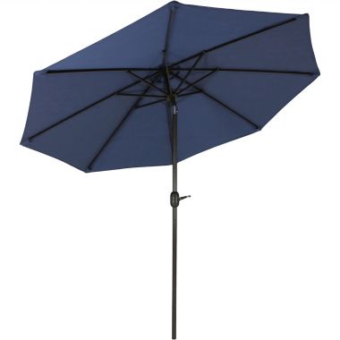 Sunnydaze Outdoor Aluminum Patio Umbrella with Fade-Resistant Canopy and Auto Tilt and Crank - 9&#39; - Navy Blue. View a larger version of this product image.