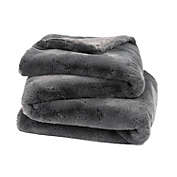 Oversized Ultra Soft Faux Fur Throw Blanket - 50" x 70" - Graphite   Bokser Home