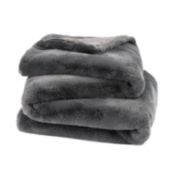 Oversized Ultra Soft Faux Fur Throw Blanket - 50" x 70" - Graphite   BOKSER HOME