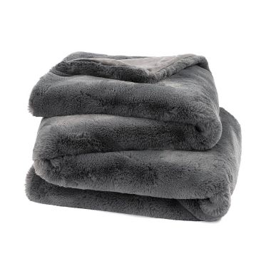 Oversized Ultra Soft Faux Fur Throw Blanket - 50" x 70" - Graphite BOKSER HOME. View a larger version of this product image.