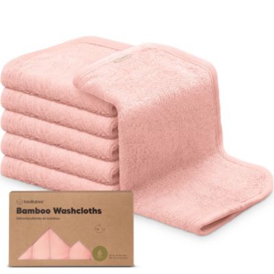 KeaBabies 6pk Baby Washcloths, High Absorbent and Soft Baby Towels and Washcloths, Baby Bath Towel (Blush Pink)