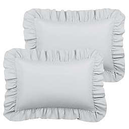 PiccoCasa Set of 2 Ruffle Envelope Pillowcases, 110 GSM Microfiber Polyester Pillow Cover Pillow Protector Pillow Sham with Envelope Closure, Cream Standard(20