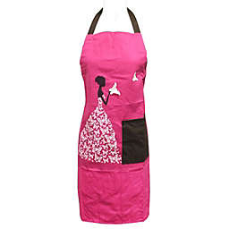Wrapables Butterfly Girl Adjustable Work Apron, Hot Pink