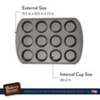 Alternate image 1 for Baker's Secret 12Cup Muffin Pan, Thick Carbon Steel & Non-stick Coating, 15.5", Dark Gray Classic Line, Cupcake and Muffin Baking Essentials, Carbon Steel