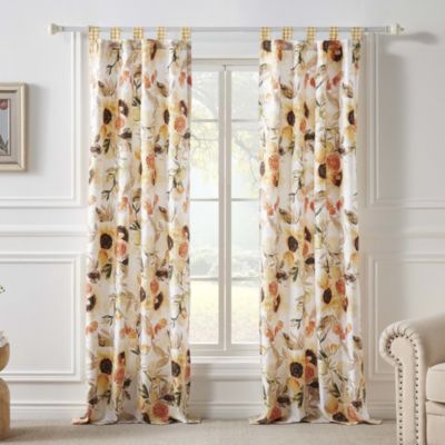 Greenland Home Somerset Curtain Panels (Set of 2) with Tiebacks, 84-inch L., Gold