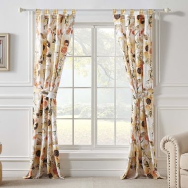 Greenland Home Somerset Curtain Panels (Set of 2) with Tiebacks, 84-inch L., Gold. View a larger version of this product image.