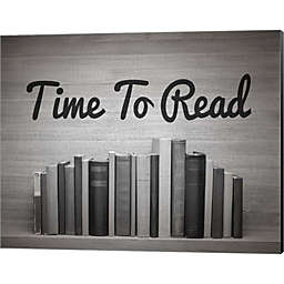Great Art Now Time To Read - Wood Background Black and White by Color Me Happy 20-Inch x 16-Inch Canvas Wall Art