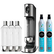 Drinkpod Stainless Steel Sparkling Water Machine Carbonated Water Maker With2 C02 Cylinders & 3 Bottles