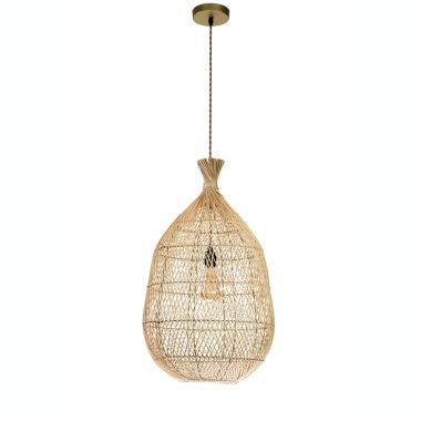 ELE Light & Decor Savannah 1-Light Tan Pendant Design Pendant Light with Rattan Shade. View a larger version of this product image.