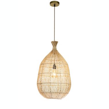 ELE Light & Decor Savannah 1-Light Tan Pendant Design Pendant Light with Rattan Shade. View a larger version of this product image.