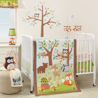Bedtime Originals Friendly Forest White/Brown/Green Woodland Animals & Trees 3-Piece Nursery Baby Crib Bedding Set. View a larger version of this product image.